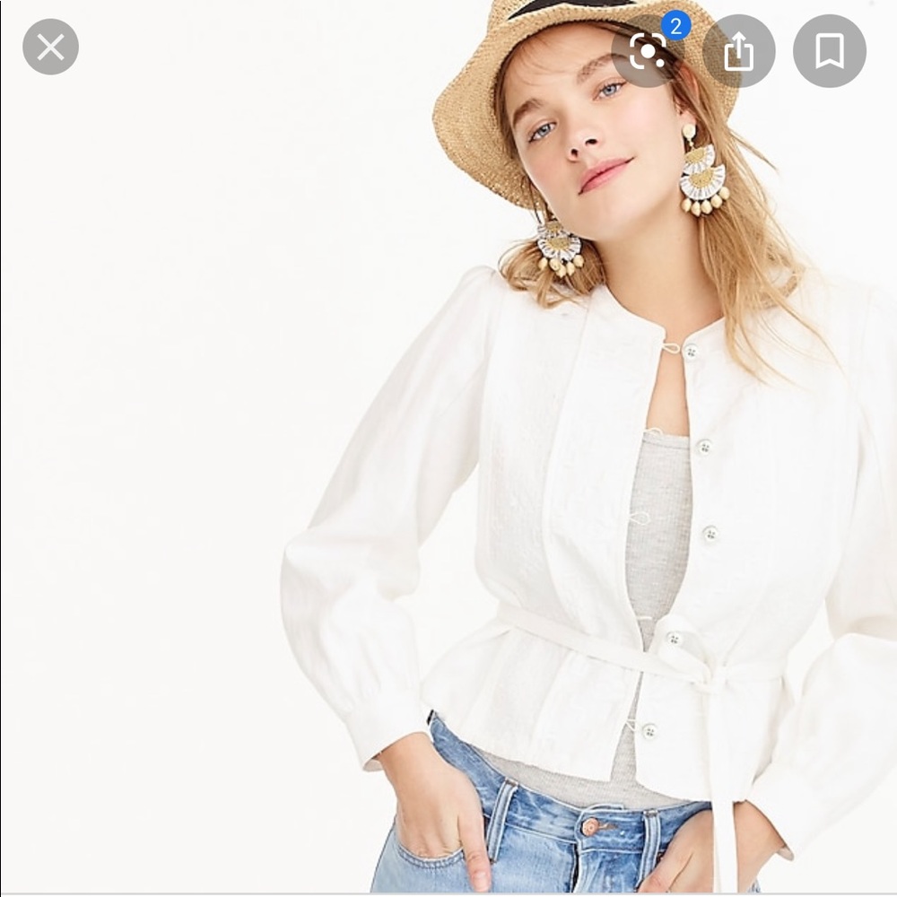 BNWT J Crew Embroidered Linen Jacket